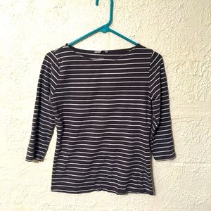 ❤️ Mid Sleeve Dark Gray and White Stripe Shirt